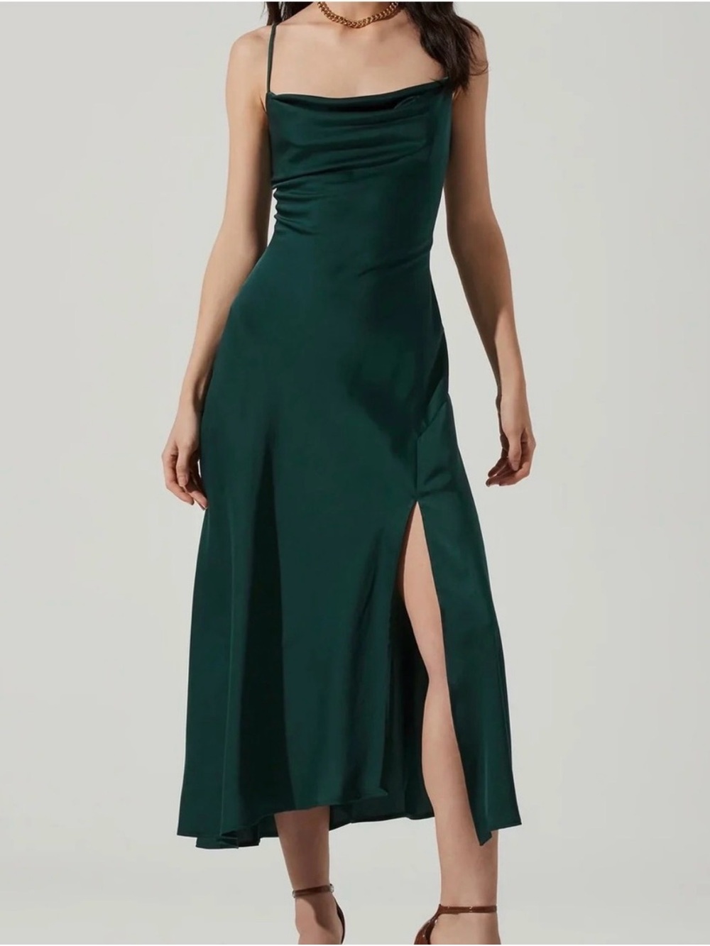 Astr The Label Gaia Midi Dress Hunter Green Size XS